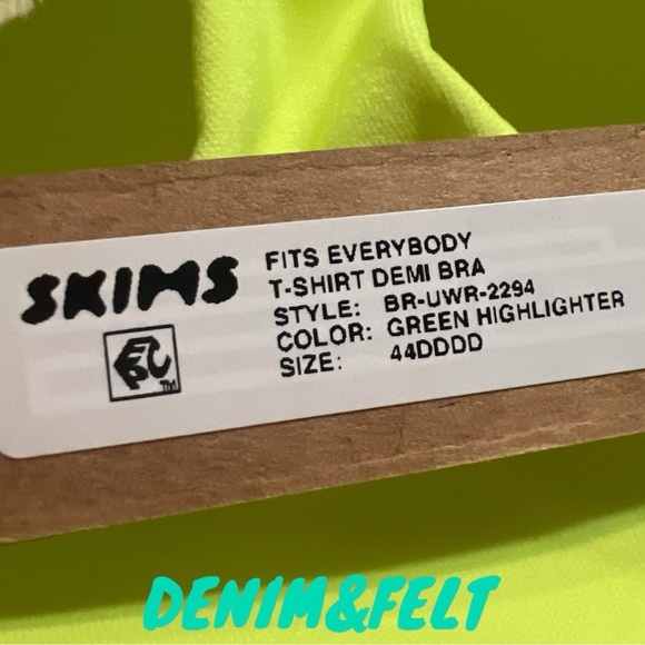 SKIMS FITS EVERYBODY T-SHIRT DEMI BRA | COLOR: GREEN HIGHLIGHTER | NEW/NWT!!💚💛 - Picture 4 of 10